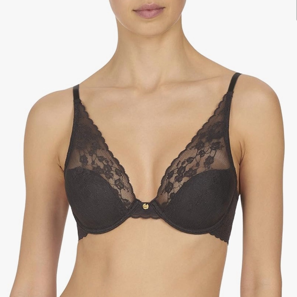 Natori NEW Cherry Blossom Stretch Lace Contour 30DD Support Underwire Dark Grey